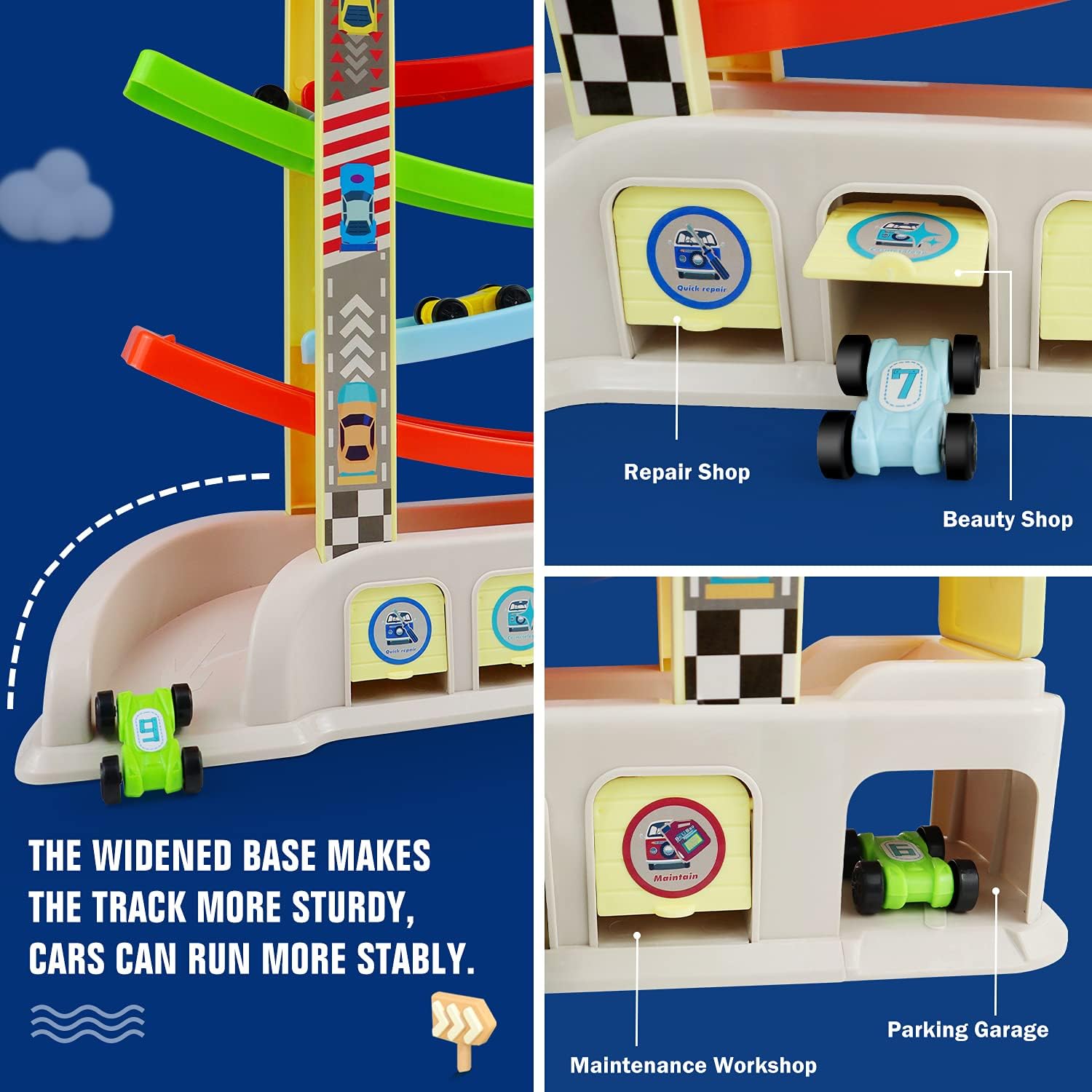Drofex Montessori Toys for 2 3 Year Old Boys Toddlers, Car Ramp Toys with 6 Cars & Race Tracks, Garages and Parking Lots, Ramp Racer Toy Gift for Boys Girls Age 18 Months and Up, Multicolor - Drofex