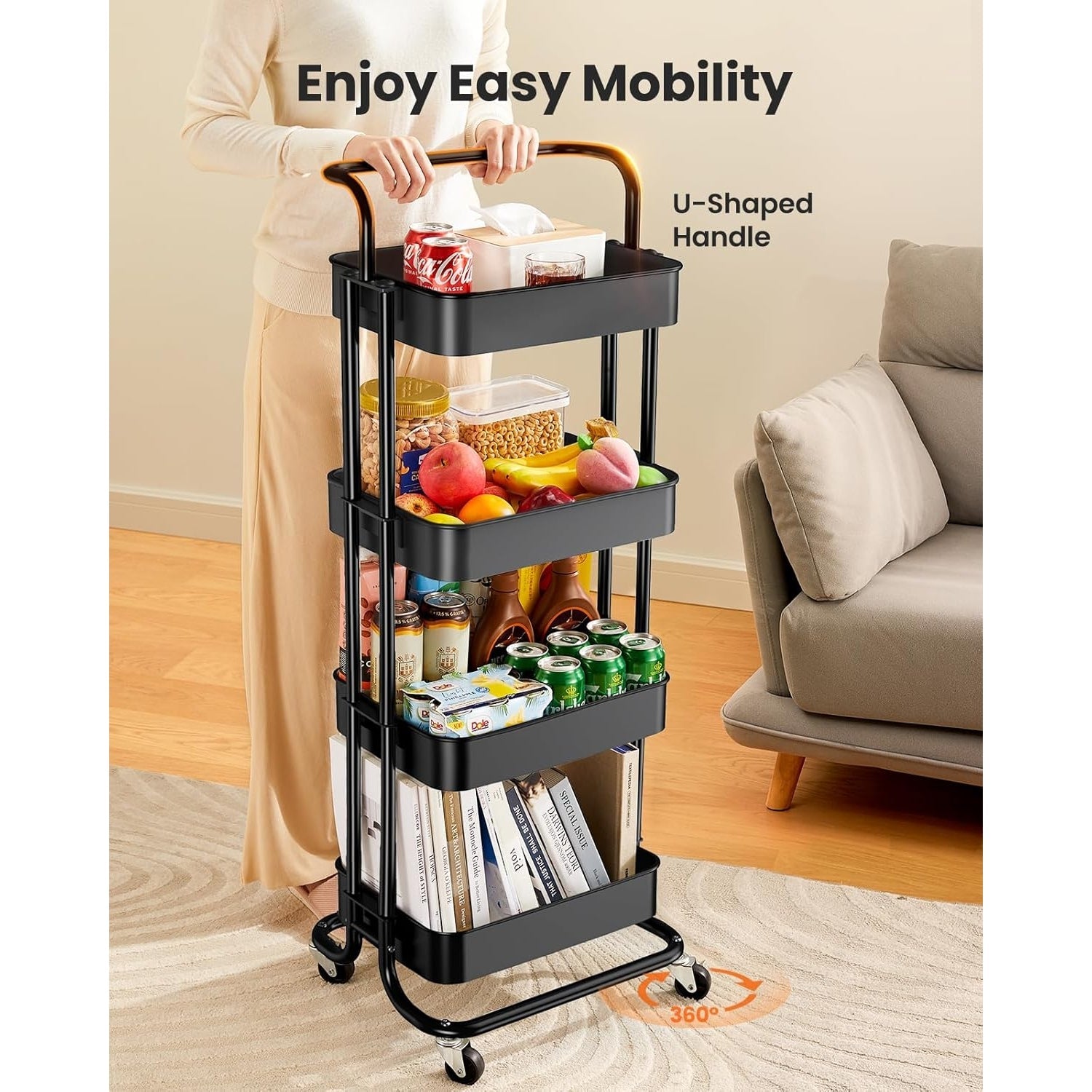 Drofex - 4 Tier Mesh Utility Cart - Drofex