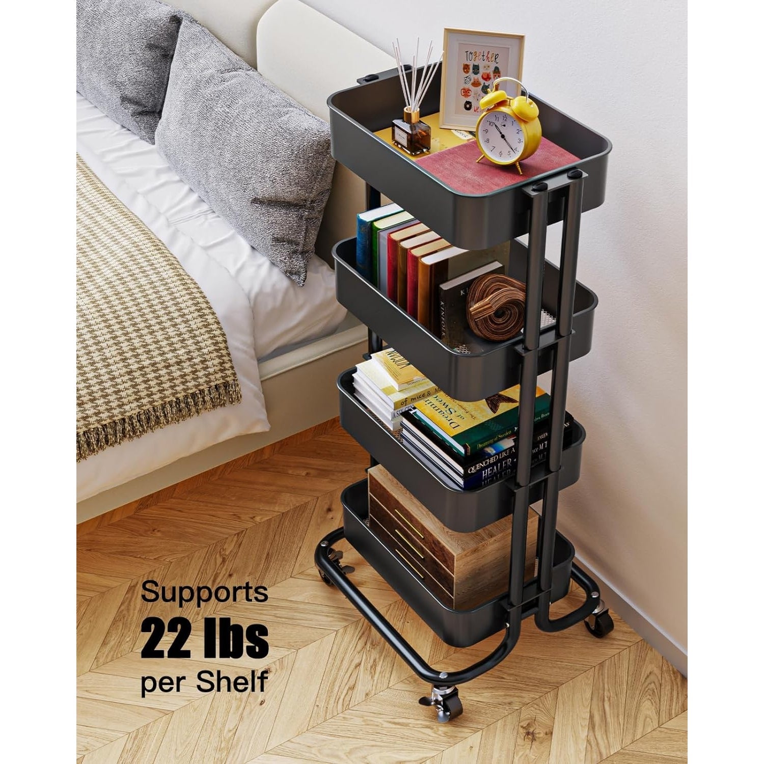 Drofex - 4 - Tier Metal Utility Cart with Handrails - Drofex