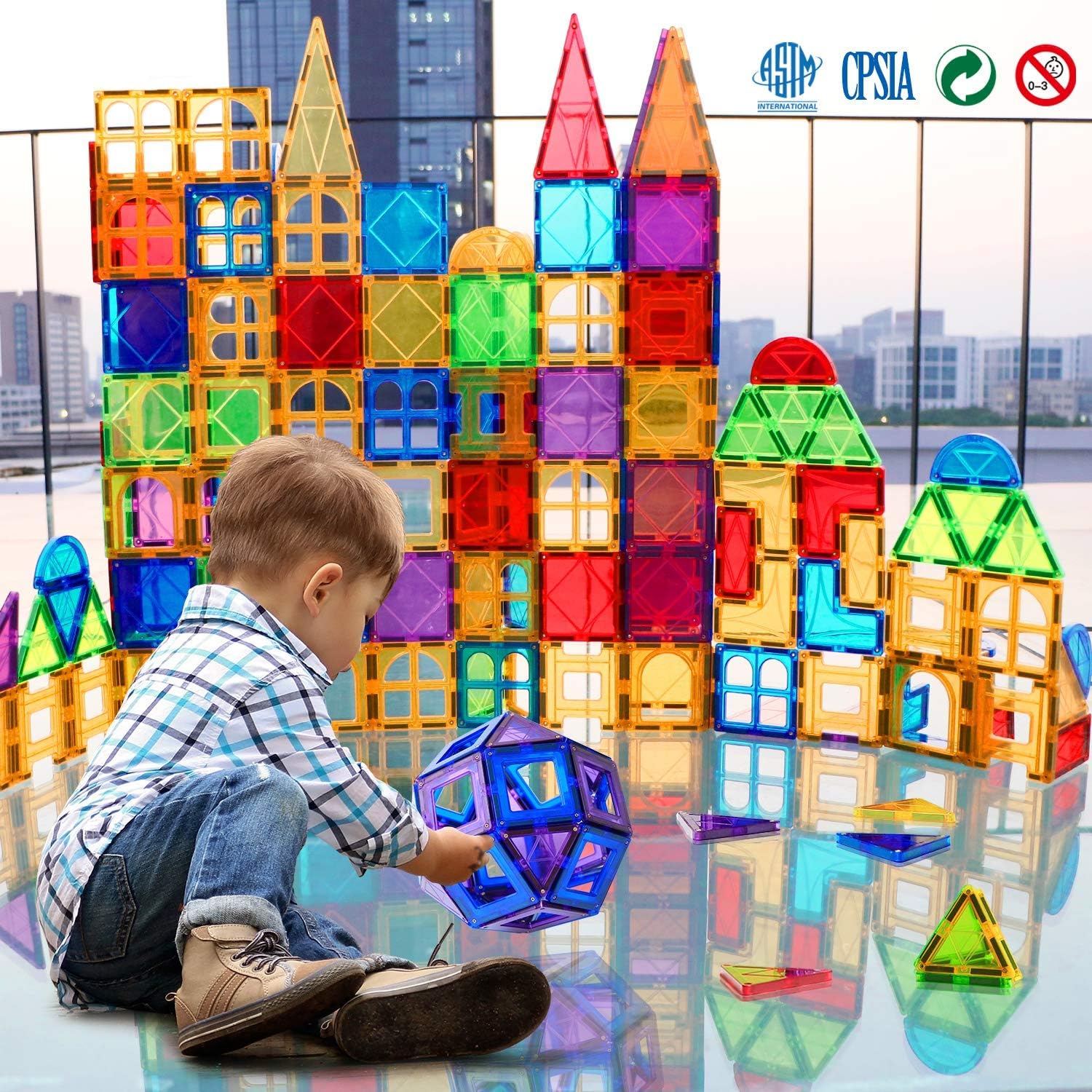 Drofex Magnetic Tiles Building Blocks 130 Pcs Magnet Tiles for Kids Ages 4 - 8 Magnetic Toys for Boys and Girls Ages 8 - 10 - Drofex