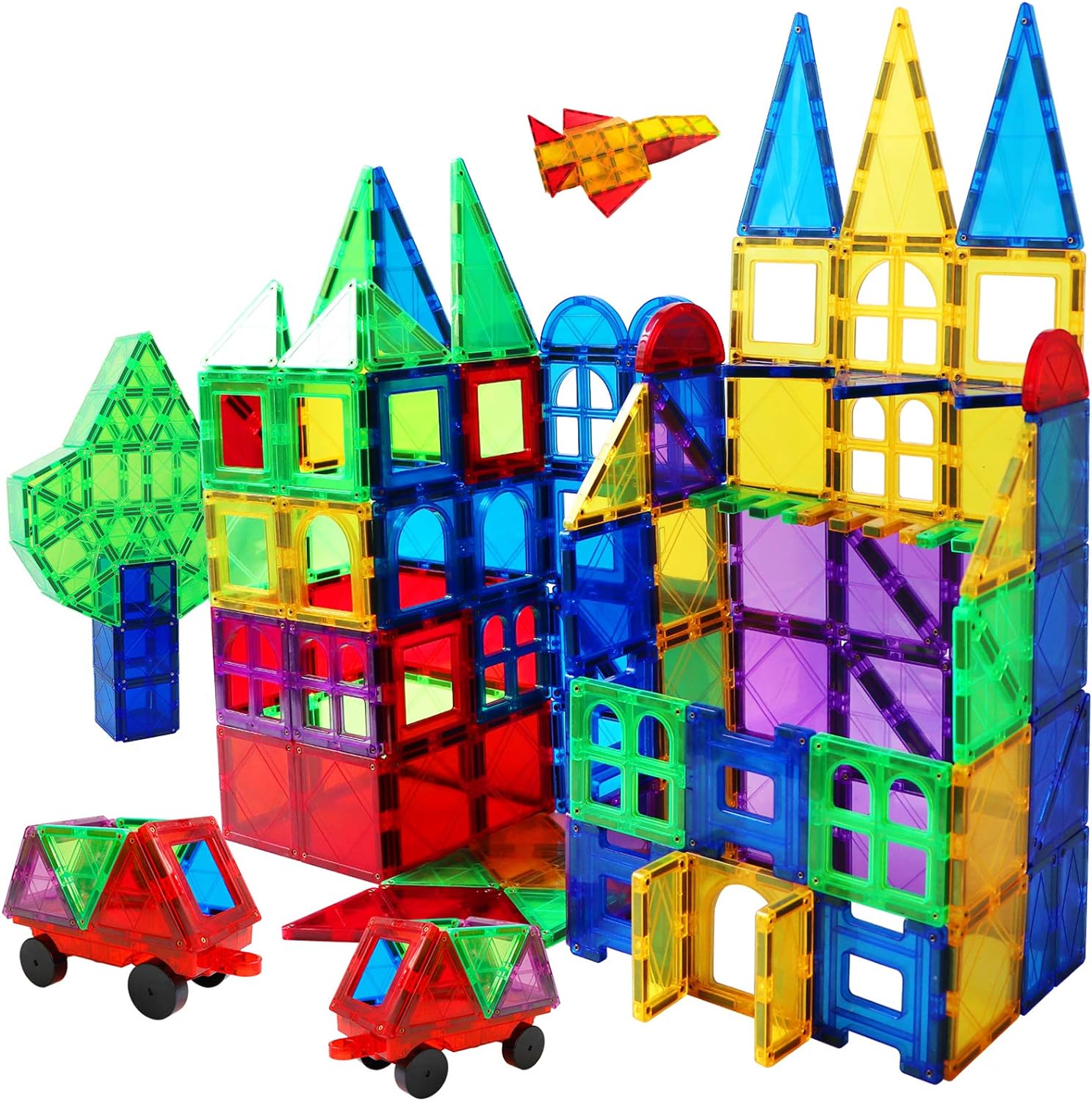 Drofex Magnetic Tiles Building Blocks 130 Pcs Magnet Tiles for Kids Ages 4 - 8 Magnetic Toys for Boys and Girls Ages 8 - 10 - Drofex