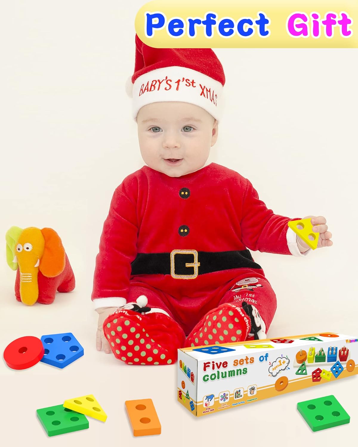 Drofex Montessori Toys for 1 2 3 Years Old Boys Girls Birthday Gifts, Wooden Sensory Toys for Ages 2 - 4 Toddlers Kids Baby, Toddler Stocking Stuffers Learning Toy Activities Puzzles Ages 1 - 3 - Drofex