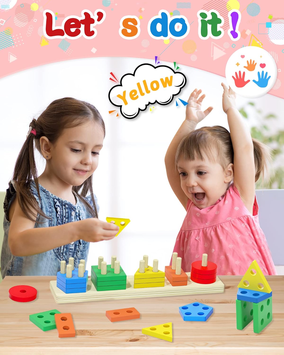 Drofex Montessori Toys for 1 2 3 Years Old Boys Girls Birthday Gifts, Wooden Sensory Toys for Ages 2 - 4 Toddlers Kids Baby, Toddler Stocking Stuffers Learning Toy Activities Puzzles Ages 1 - 3 - Drofex