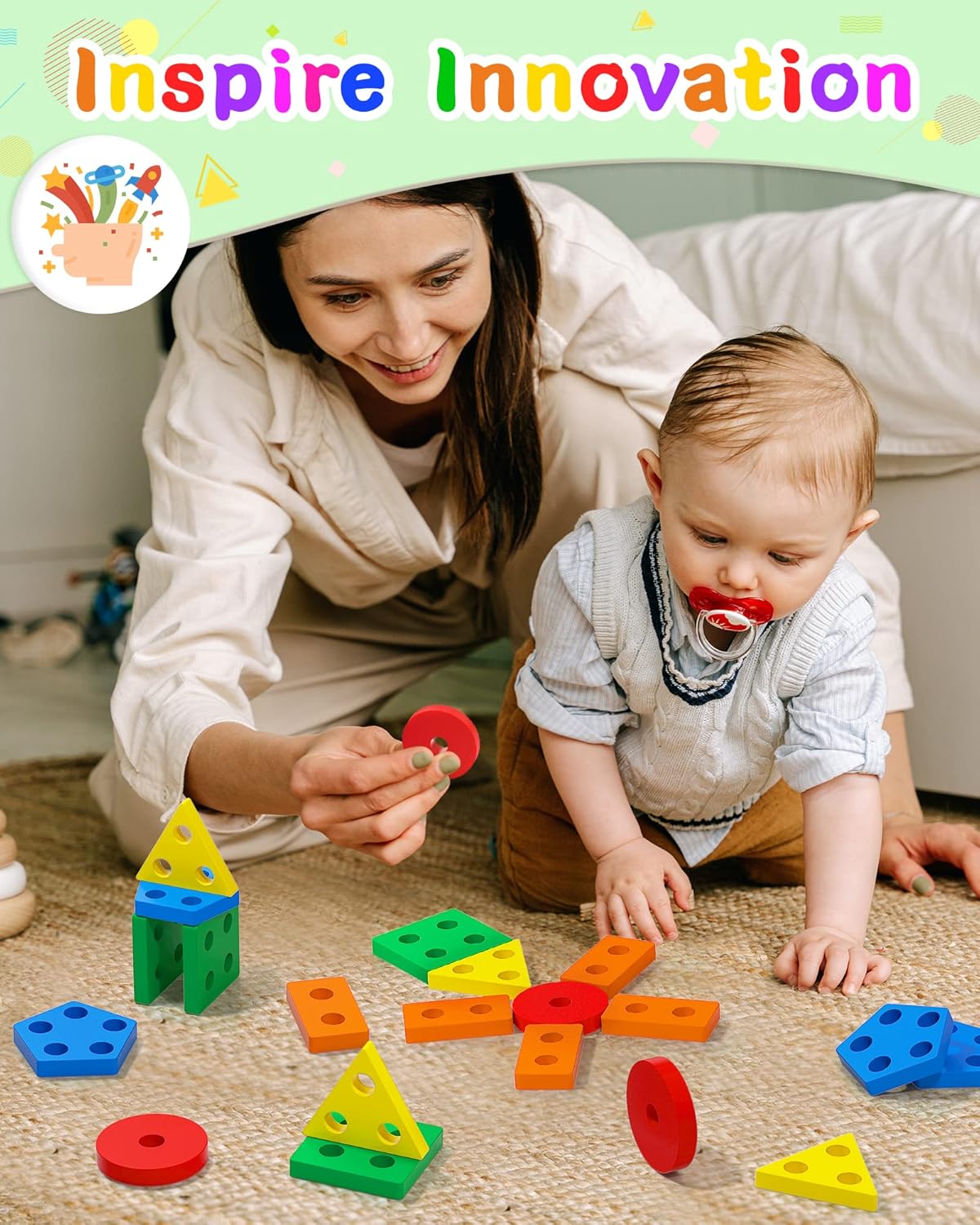 Drofex Montessori Toys for 1 2 3 Years Old Boys Girls Birthday Gifts, Wooden Sensory Toys for Ages 2 - 4 Toddlers Kids Baby, Toddler Stocking Stuffers Learning Toy Activities Puzzles Ages 1 - 3 - Drofex
