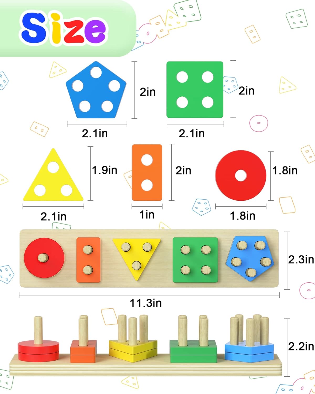 Drofex Montessori Toys for 1 2 3 Years Old Boys Girls Birthday Gifts, Wooden Sensory Toys for Ages 2 - 4 Toddlers Kids Baby, Toddler Stocking Stuffers Learning Toy Activities Puzzles Ages 1 - 3 - Drofex
