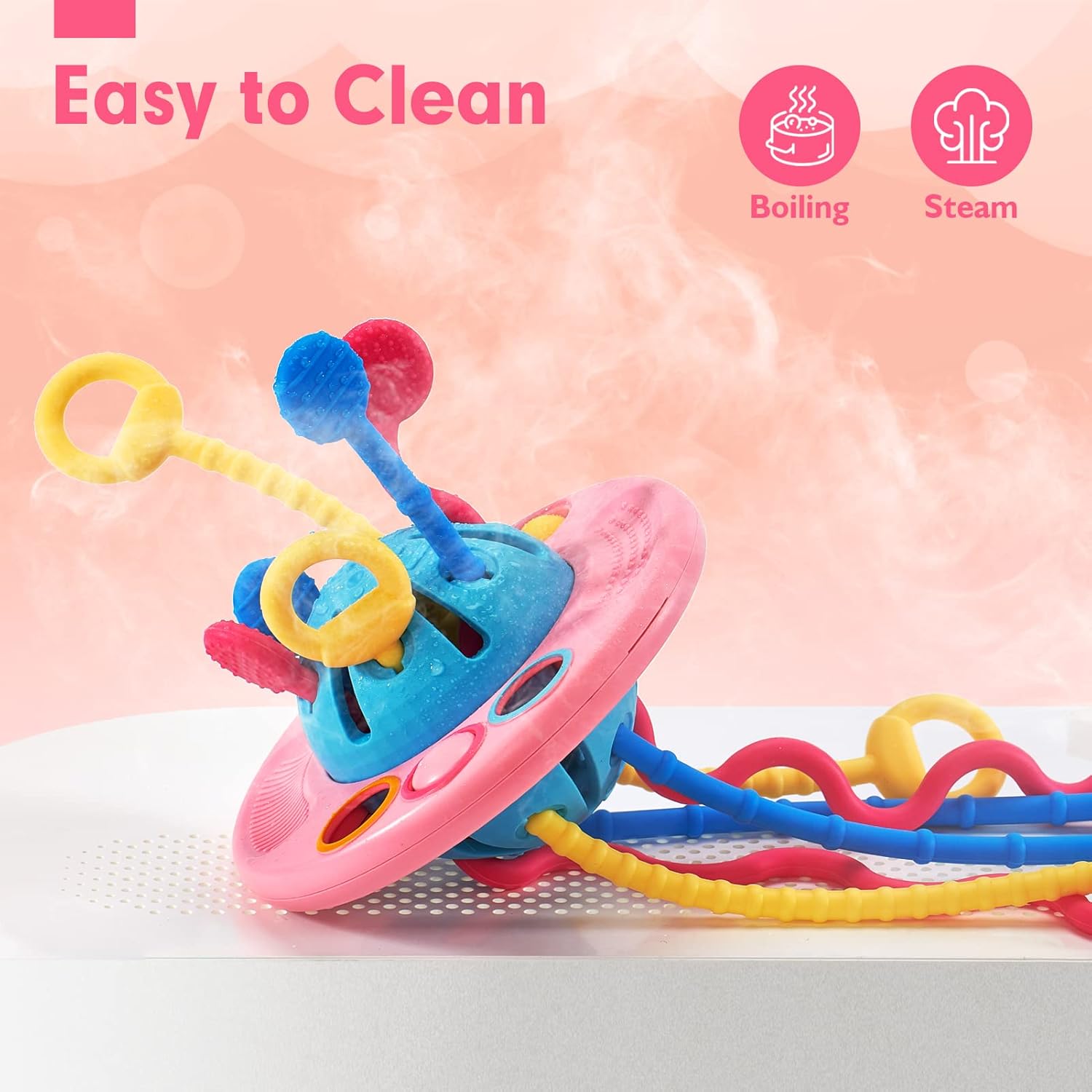 Drofex Montessori Toys - Silicone Pull String Baby Sensory Toys for Toddlers - Baby Toys 18 - 24 Months - Toddler Travel Toys for 1 Year Old Girl Gifts - Gifts Christmas Toddler Stocking Stuffers - Drofex
