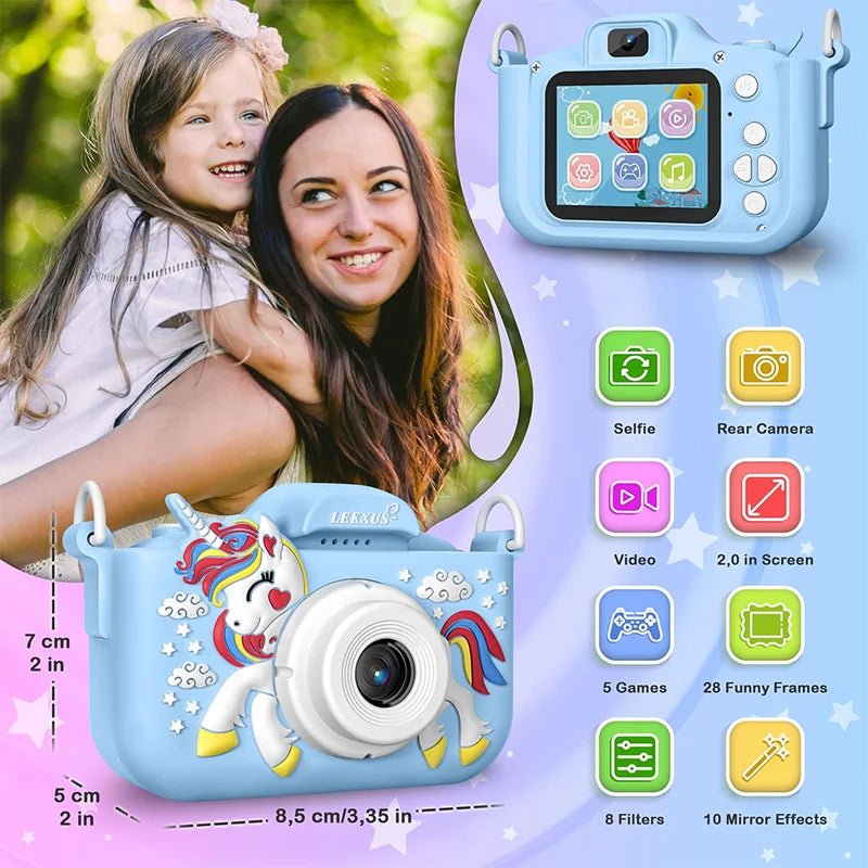 Kids Camera for Toddler Girls Boys Aged 3 - 9, Drofex 40MP Kids Toys Digital Camera 3 4 5 6 7 8 9 Year Old Girls Boys, Children Christmas Birthday Gift for Kids, Green,BLue,Pink - Drofex