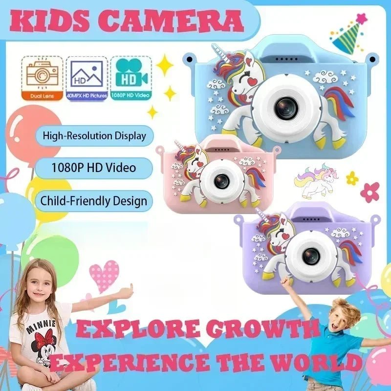 Kids Camera for Toddler Girls Boys Aged 3 - 9, Drofex 40MP Kids Toys Digital Camera 3 4 5 6 7 8 9 Year Old Girls Boys, Children Christmas Birthday Gift for Kids, Green,BLue,Pink - Drofex