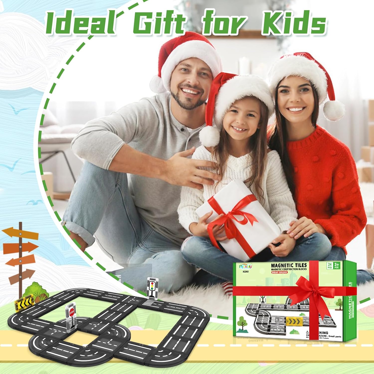 Magnetic Tiles Road Set, Magnet Tiles for Kids Ages 3 - 5 4 - 8 5 - 7, Magnetic Building Blocks Montessori Educational STEM Creativity Toys 3+ Year Old Boys & Girls Toddlers Kids Christmas Birthday Gifts - Drofex