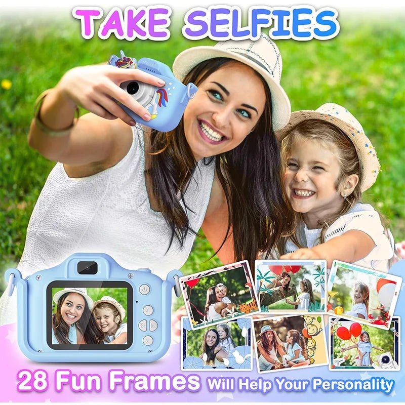 Upgrade Unicorn Kids Camera, Christmas Birthday Gifts for Girls Boys Age 3 - 12, 1080P HD Selfie Digital Video Camera for Toddlers, Cute Portable Little Girls Boys Gifts Toys for 3 4 5 6 7 8 9 Years Old - Drofex